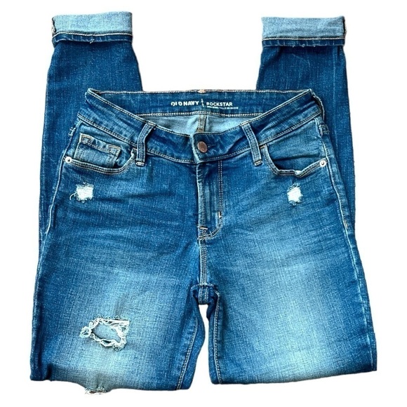 Old Navy Rockstar Skinny Distressed Jeans Size 2 - Picture 1 of 7